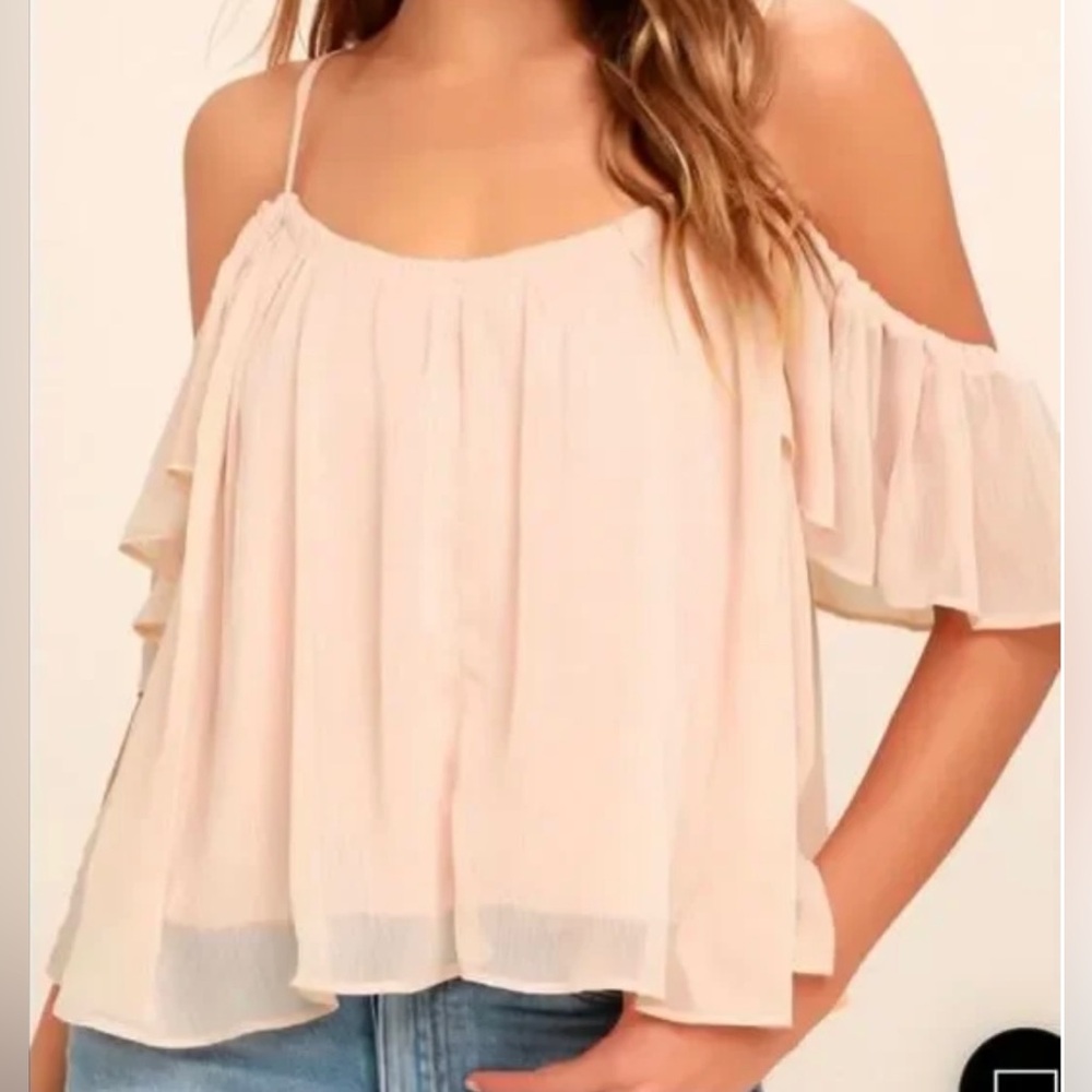 Lulus Got Me Moving Blush Pink off the Shoulder Top. Adjustable Straps.